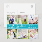 SLA DE DATUM Blauwgroen bruiloft 6 FOTO Briefkaart (Voorkant / Achterkant)