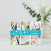 SLA DE DATUM Blauwgroen bruiloft 6 FOTO Briefkaart (Staand voorkant)