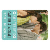 Sla de datum Blauwgroen geschulpte magneet op (Horizontaal)