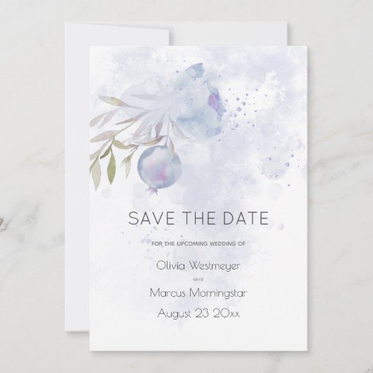 Sla de datum Bleke Blauw Roos en Roos Hip Kaart (Voorkant)