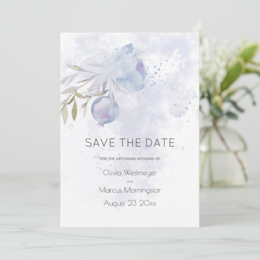 Sla de datum Bleke Blauw Roos en Roos Hip Kaart (Staand voorkant)