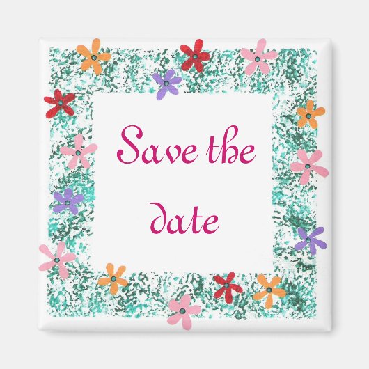 Sla de datum, bloem rand magneten (Voorkant)