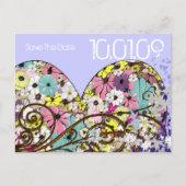 Sla de datum bloemen en bladeren aankondigingskaart (Voorkant)