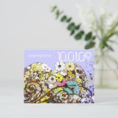 Sla de datum bloemen en bladeren aankondigingskaart (Staand voorkant)