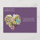 Sla de datum bloemen en bladeren hart vorm aankondigingskaart (Achterkant)