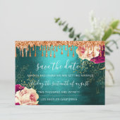 Sla de datum bloemen rozekrans oranje druppels save the date (Staand voorkant)