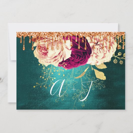 Sla de datum bloemen rozekrans oranje druppels save the date (Achterkant)