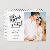 Sla de datum bloemige handgeschreven eenvoudige fo briefkaart (Voorkant / Achterkant)