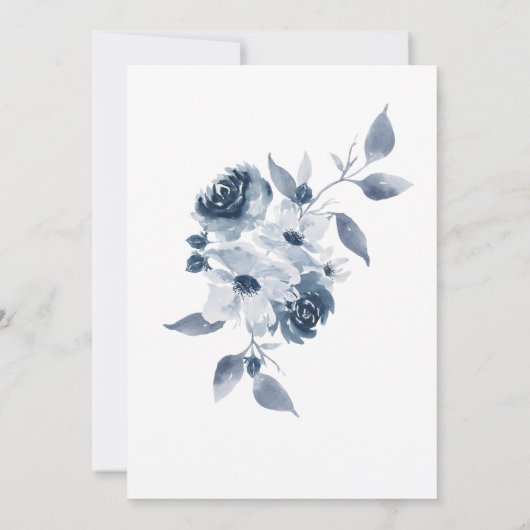 Sla de datum Blue Waterverf Florals op Kaart (Achterkant)