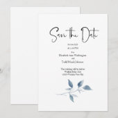 Sla de datum Blue Waterverf Organic Leaves Kaart (Voorkant / Achterkant)