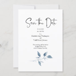 Sla de datum Blue Waterverf Organic Leaves Kaart