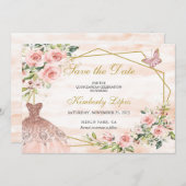 Sla de datum Blush Pink Flowers Save The Date (Voorkant / Achterkant)