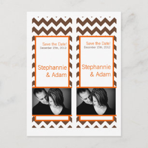 Sla de datum boek Mark Favors Brown Orange Chevron Aankondigingskaart