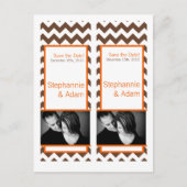 Sla de datum boek Mark Favors Brown Orange Chevron Aankondigingskaart (Voorkant)