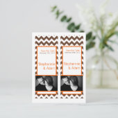 Sla de datum boek Mark Favors Brown Orange Chevron Aankondigingskaart (Staand voorkant)