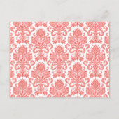 Sla de datum boek Mark Favors Coral White Damask Aankondigingskaart (Achterkant)