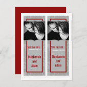 Sla de datum boek Mark Favors Modern Grijs Damast Aankondigingskaart (Voorkant / Achterkant)