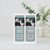 Sla de datum boek Mark Favors Modern Grijs Damast Aankondigingskaart (Staand voorkant)