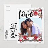 Sla de datum Boho Liefde en Rozen Foto Poscard Aankondigingskaart (Voorkant / Achterkant)