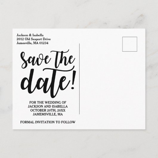 Sla de datum Boho Liefde en Rozen Foto Poscard Aankondigingskaart (Achterkant)