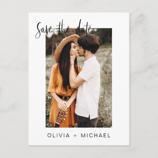 Sla de datum Boho minimalistische foto modern op Briefkaart (Voorkant)