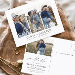 Sla de datum Boho minimalistische foto modern op Briefkaart<br><div class="desc">Leg de essentie van je liefdesverhaal vast met ons Save the Date Boho Minimalist Photo Modern Briefkaart. Dit briefkaart is een mix van hedendaags minimalisme en bohemien charme, waardoor het de perfecte keuze is voor het aankondigen van uw aanstaande bruiloft. Met uw gekoesterde verlovingen foto, wordt dit briefkaart een tastbare...</div>