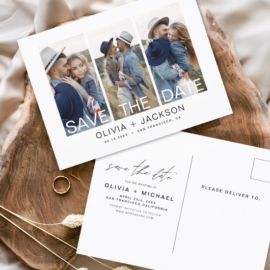 Sla de datum Boho minimalistische foto modern op Briefkaart