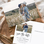 Sla de datum Boho minimalistische foto modern op Briefkaart<br><div class="desc">Leg de essentie van je liefdesverhaal vast met ons Save the Date Boho Minimalist Photo Modern Briefkaart. Dit briefkaart is een mix van hedendaags minimalisme en bohemien charme, waardoor het de perfecte keuze is voor het aankondigen van uw aanstaande bruiloft. Met uw gekoesterde verlovingen foto, wordt dit briefkaart een tastbare...</div>