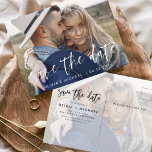 Sla de datum Boho minimalistische foto modern op Briefkaart<br><div class="desc">Leg de essentie van je liefdesverhaal vast met ons Save the Date Boho Minimalist Photo Modern Briefkaart. Dit briefkaart is een mix van hedendaags minimalisme en bohemien charme, waardoor het de perfecte keuze is voor het aankondigen van uw aanstaande bruiloft. Met uw gekoesterde verlovingen foto, wordt dit briefkaart een tastbare...</div>
