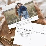 Sla de datum Boho minimalistische foto modern op Briefkaart<br><div class="desc">Leg de essentie van je liefdesverhaal vast met ons Save the Date Boho Minimalist Photo Modern Briefkaart. Dit briefkaart is een mix van hedendaags minimalisme en bohemien charme, waardoor het de perfecte keuze is voor het aankondigen van uw aanstaande bruiloft. Met uw gekoesterde verlovingen foto, wordt dit briefkaart een tastbare...</div>