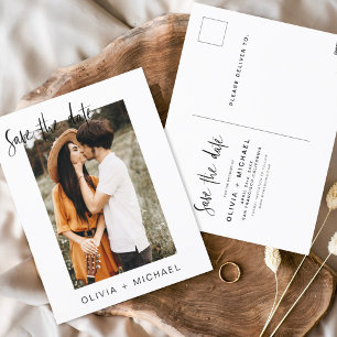 Sla de datum Boho minimalistische foto modern op Briefkaart