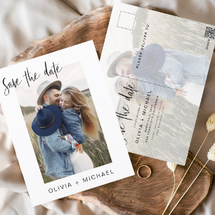 Sla de datum Boho minimalistische foto modern op Briefkaart