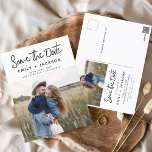 Sla de datum Boho minimalistische foto modern op Briefkaart<br><div class="desc">Leg de essentie van je liefdesverhaal vast met ons Save the Date Boho Minimalist Photo Modern Briefkaart. Dit briefkaart is een mix van hedendaags minimalisme en bohemien charme, waardoor het de perfecte keuze is voor het aankondigen van uw aanstaande bruiloft. Met uw gekoesterde verlovingen foto, wordt dit briefkaart een tastbare...</div>