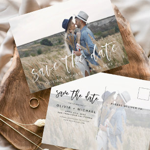 Sla de datum Boho minimalistische foto modern op Briefkaart