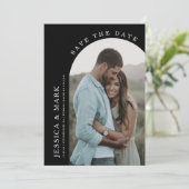 Sla de datum boog foto bruiloft kaart (Staand voorkant)