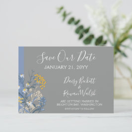 Sla de datum Botanische Daisy Bloemen Navy Kaart
