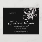 Sla de datum Briefkaart Black Silver Leaf (Achterkant)