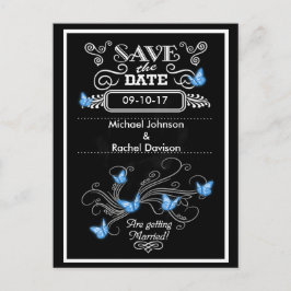 Sla de datum Briefkaart Blue Butterflies