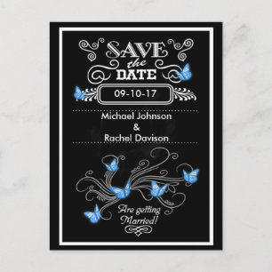 Sla de datum Briefkaart Blue Butterflies