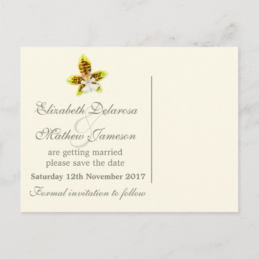 Sla de datum Briefkaart geschilderde orchidee (Achterkant)