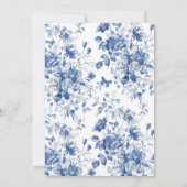 Sla de datum briefkaart, in blauwe tinten met bloe save the date (Achterkant)