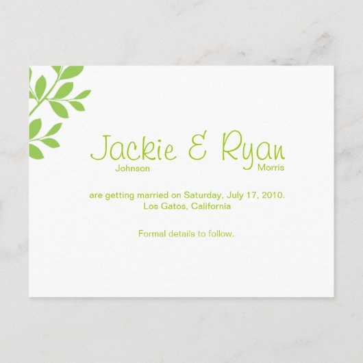 Sla de datum Briefkaart Lime Green Leaf Branch (Achterkant)