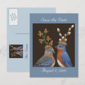 Sla de datum briefkaart met bluebird paar (Voorkant / Achterkant)