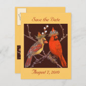 Sla de datum briefkaart met kardinaal paar (Voorkant / Achterkant)