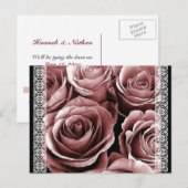 Sla de datum Briefkaart  roze rozen (Voorkant / Achterkant)