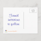 Sla de datum briefkaarten, blauw sinaasappel bloem aankondigingskaart (Achterkant)