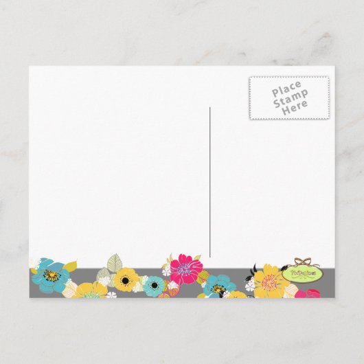 Sla de datum briefkaarten bloemen op grafiet (Achterkant)