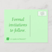 Sla de datum Briefkaarten, Green Shamrock Gold Sti Aankondigingskaart (Achterkant)
