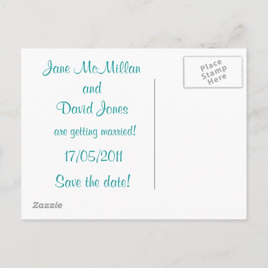 Sla de datum Briefkaarten in Blauwgroen blauw-groe (Achterkant)