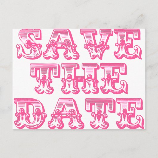 Sla de datum Briefkaarten in Hot Pink/Fuschia (Voorkant)